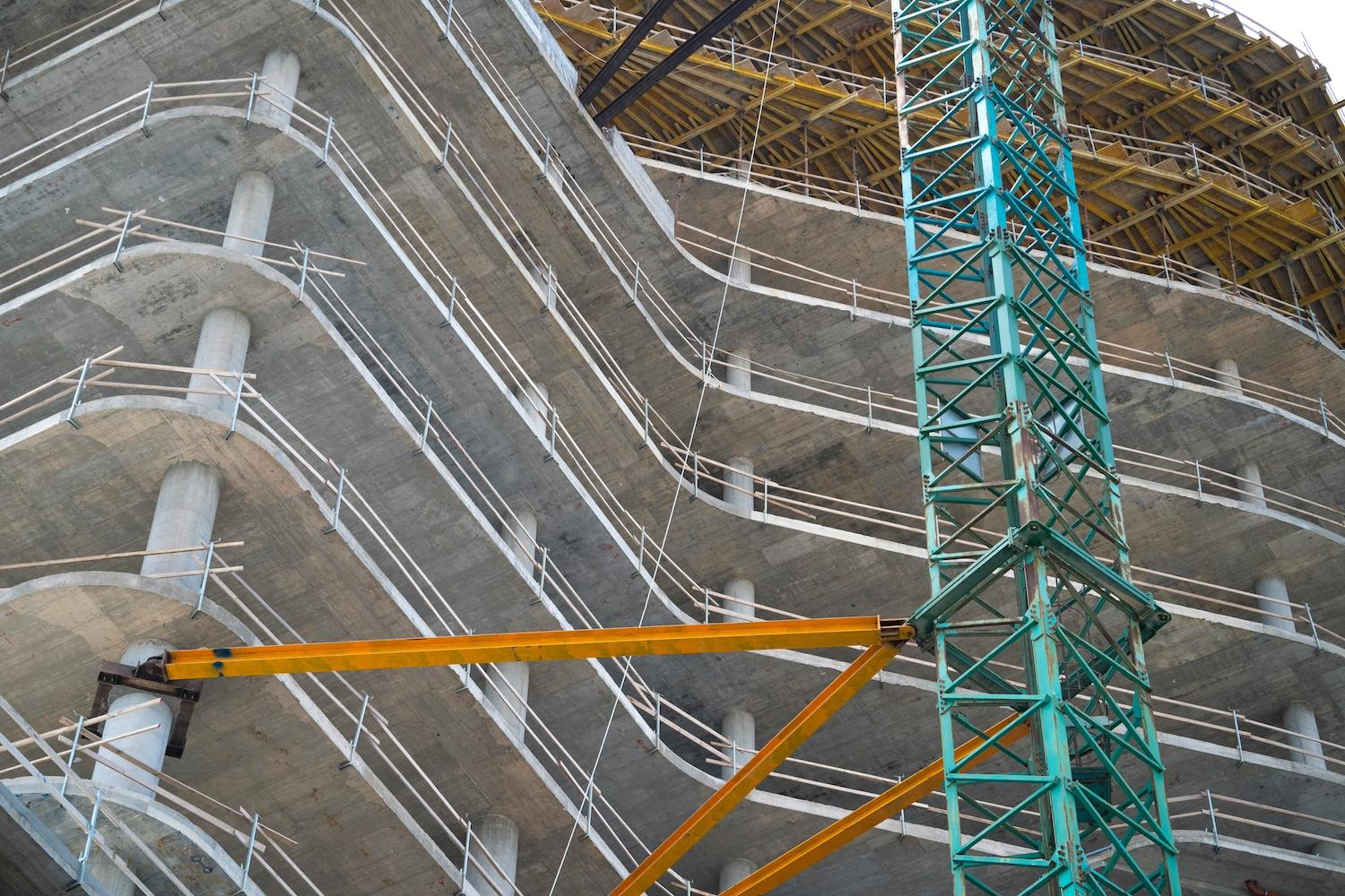 A concrete building under construction. 